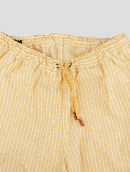 Kiton Yellow White Linen Pl Ea Short Pants