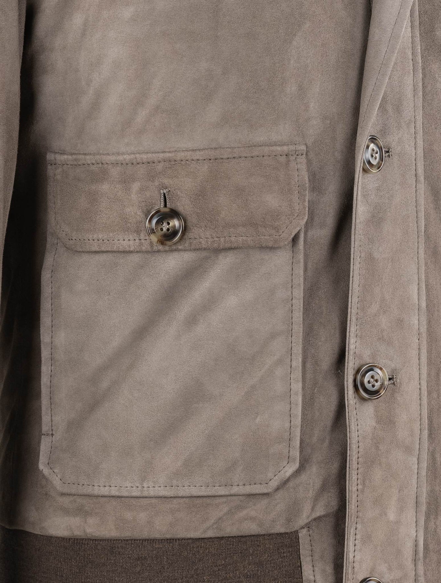 Barba Napoli Taupe Leather Suede Coat