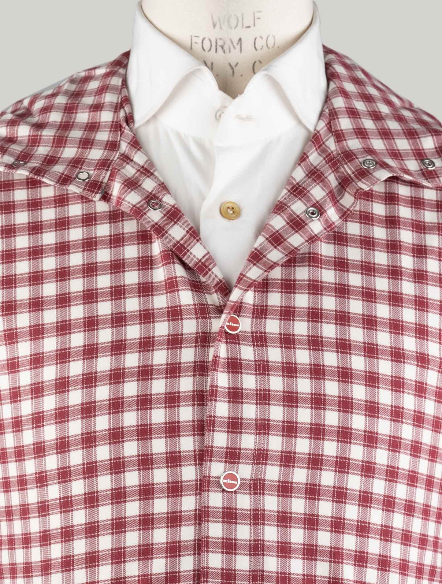 Kiton Red White Cotton Shirt Mariano