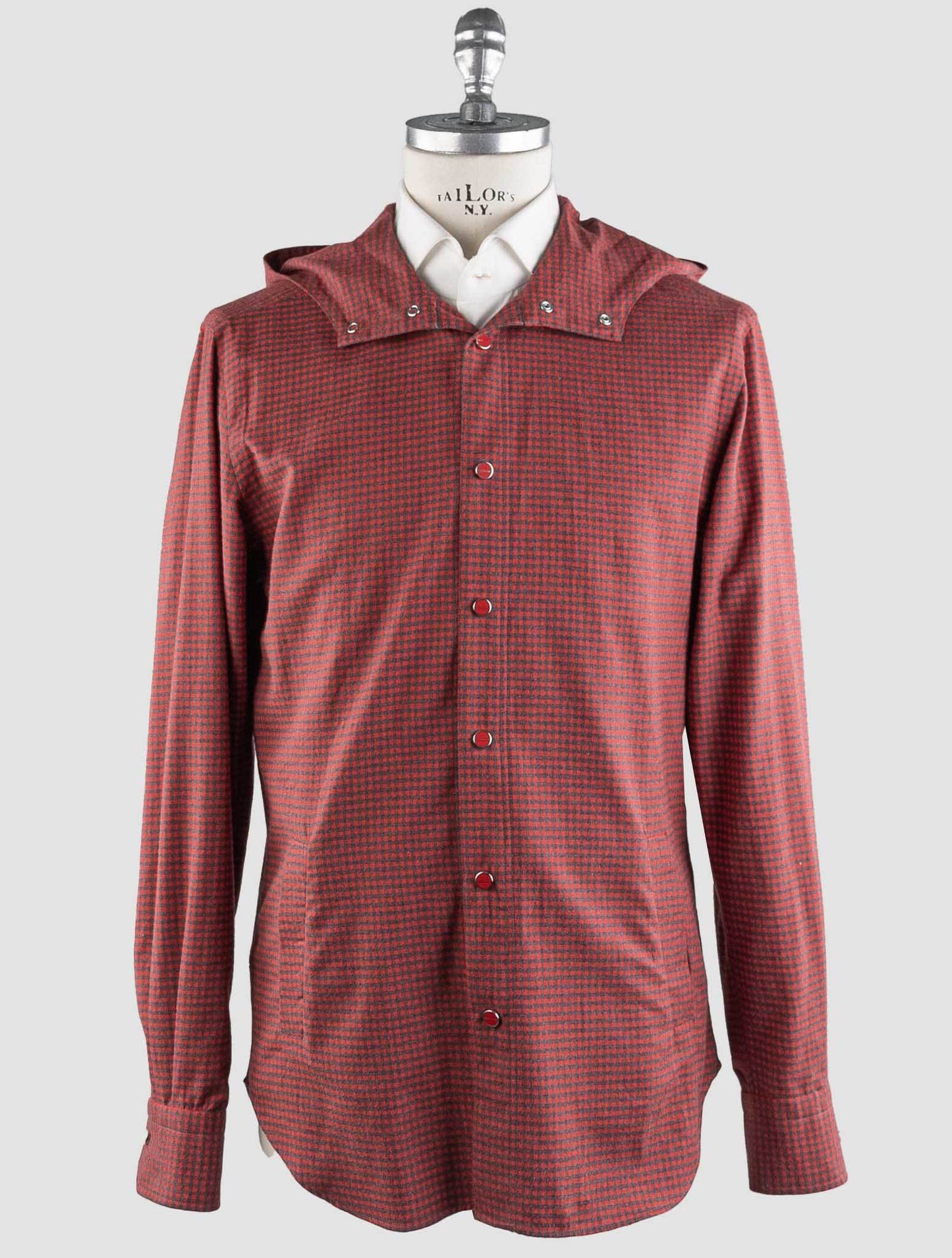 Kiton Red Gray Cotton Shirt Mariano