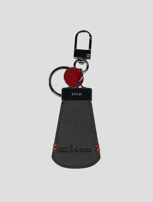 Kiton Black Leather Keychain