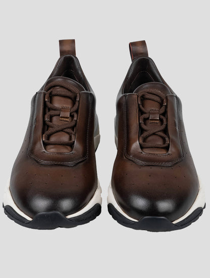 Santoni Dark Brown Leather Sneakers