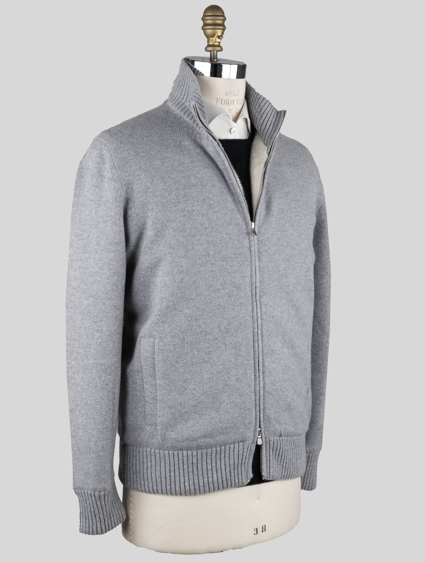 Barba Napoli Gray Cashmere Faux Fur Pl Sweater Coat