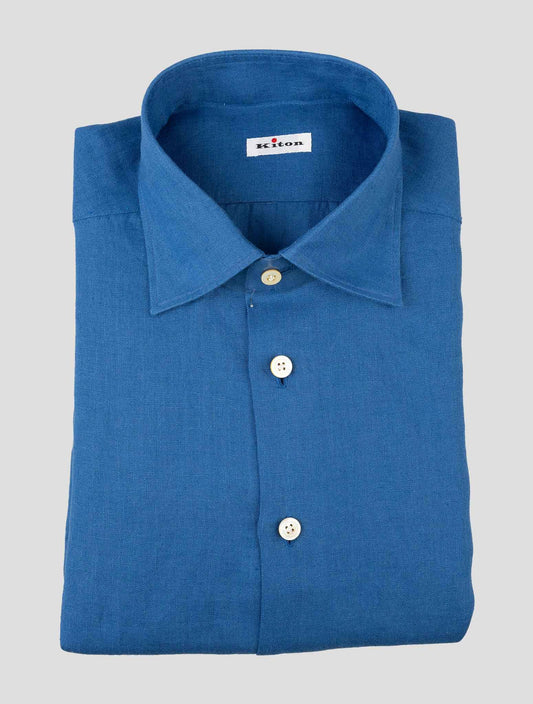 Kiton Blue Linen Shirt