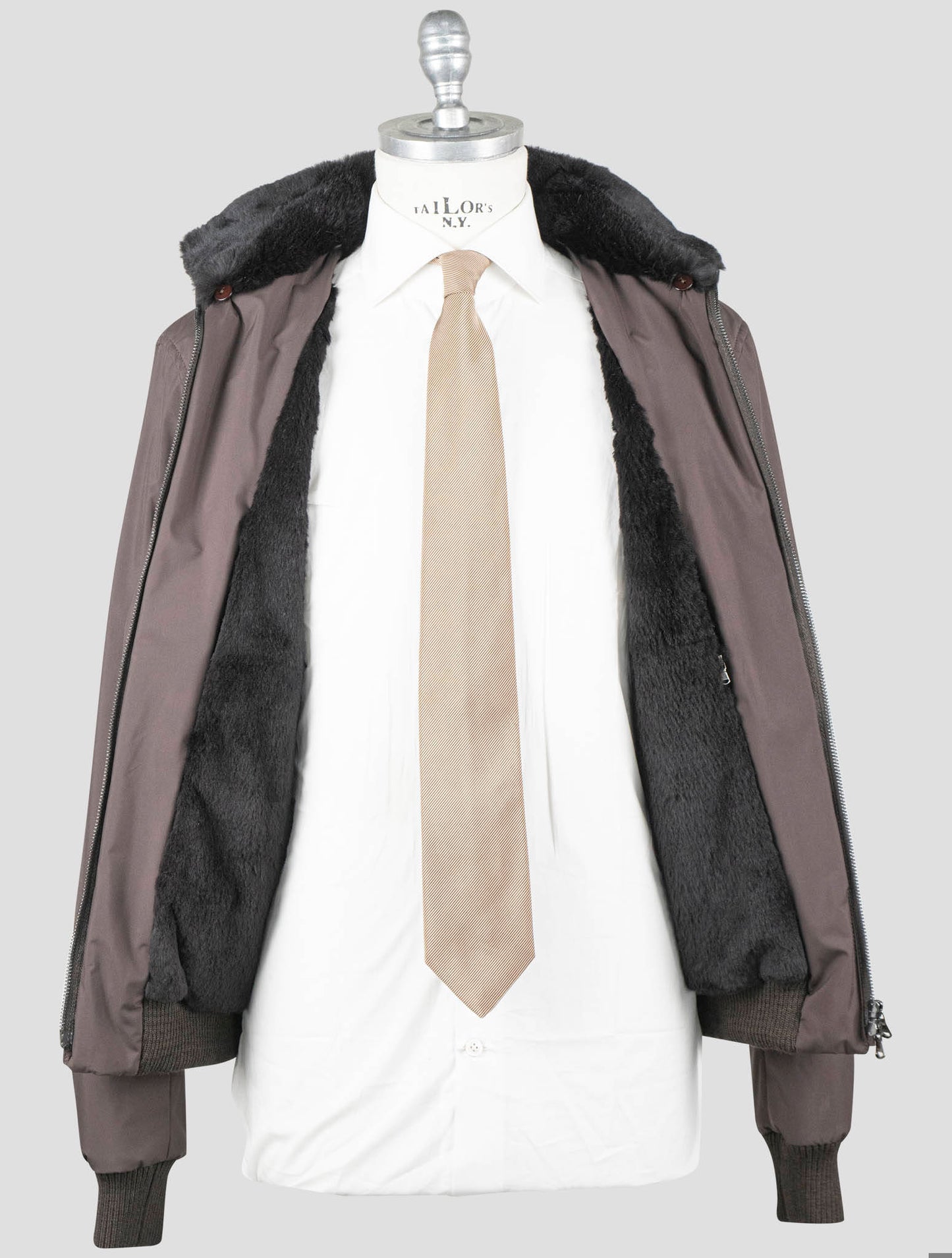 Barba Napoli Brown Pl Pu with Lapin Fur Coat