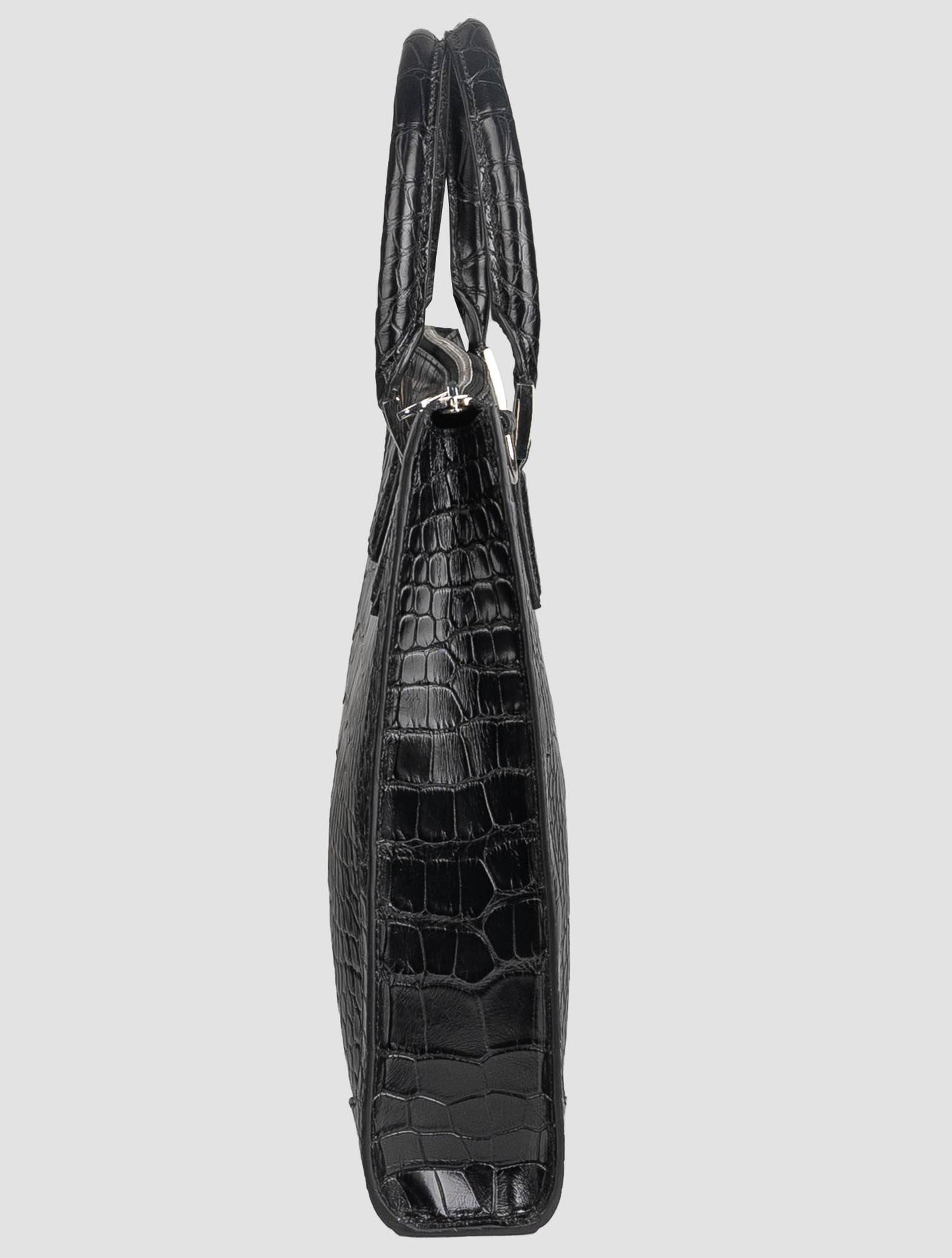 Kiton Krokodil tasche aus schwarzem Leder