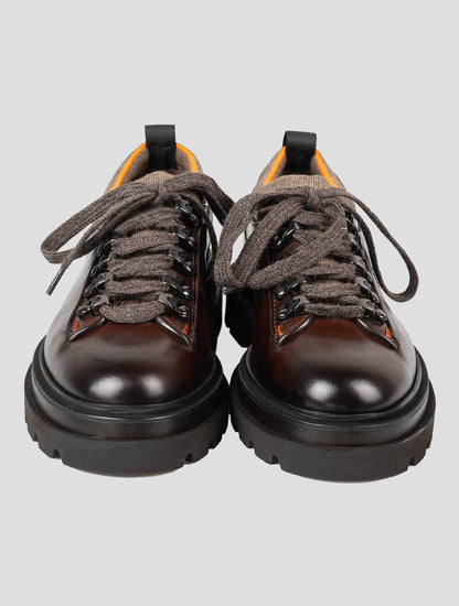 Santoni Brown Leather Sneakers