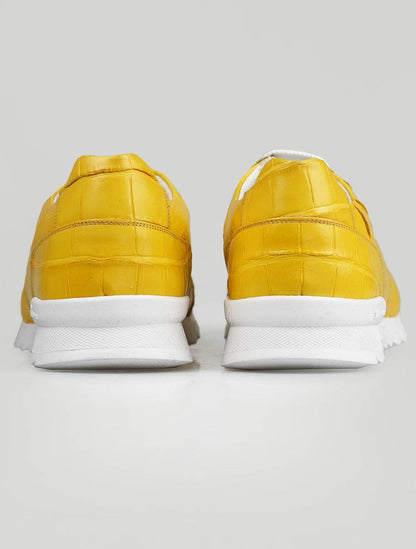 Kiton黄色鳄鱼皮运动鞋