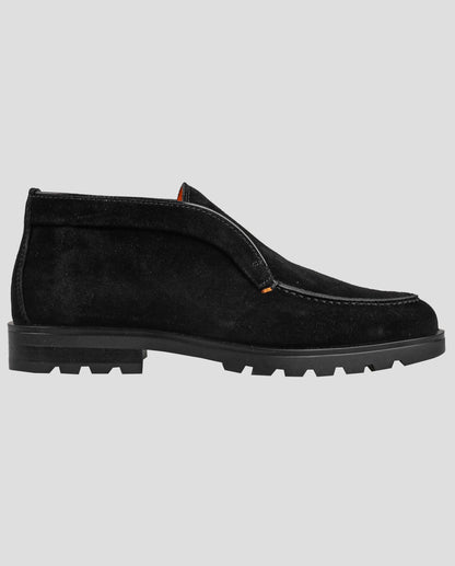 Santoni Black Leather Suede Boots