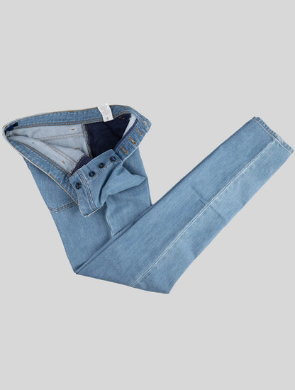 KNT Kiton Lichtblauw Katoen Pe Jeans
