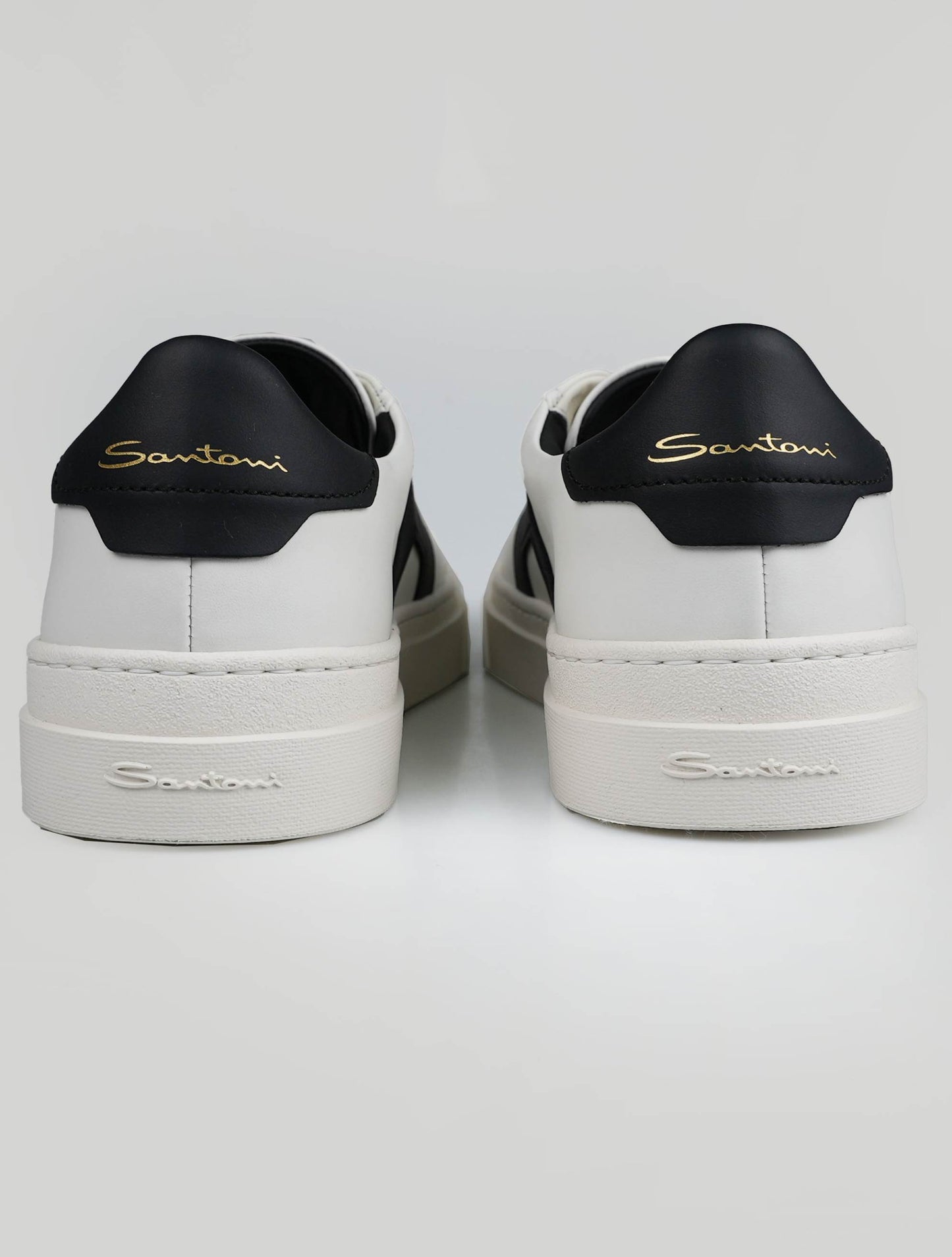Santoni hvid sort læder sneakers