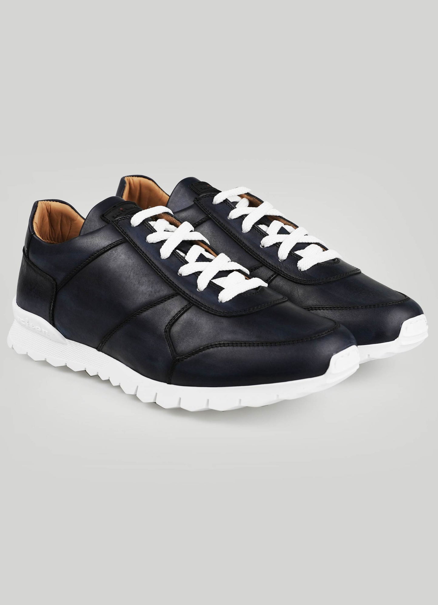 Zapatillas deportivas de piel de oveja de piel azul oscuro Kiton