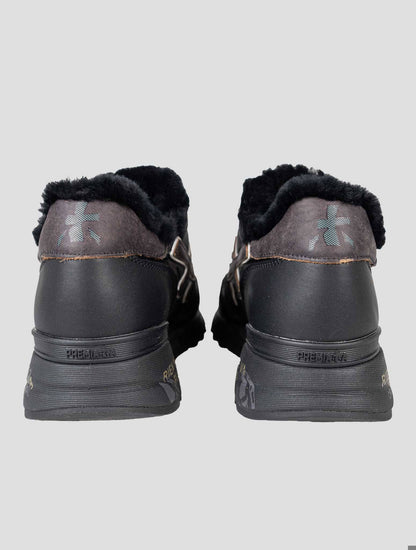 Premiata Black Leather Pa Shearling Sneakers