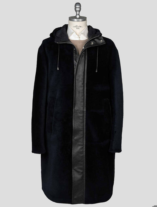 Parka en cuir de mouton bleu Zilli