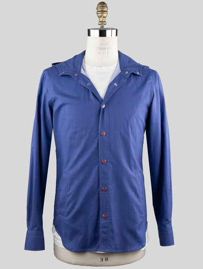 Kiton Blue Cotton Overshirt Mariano
