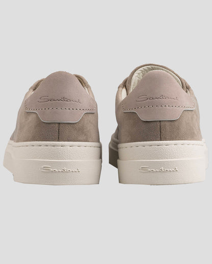 Baskets en daim en cuir taupe Santoni