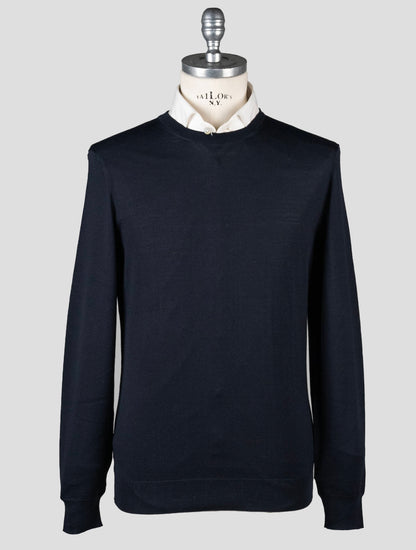 Drumohr Blue Navy Wool Merinos 140's Sweater Crewneck