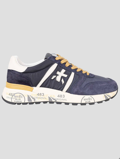 Premiata Blue Pa Leather Suede Pu Sneakers