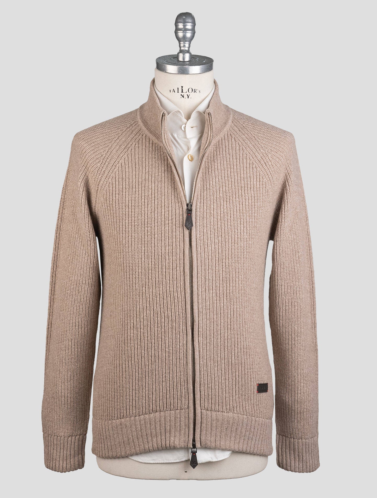 Isaia Beige Cashmere Sweater Bomber