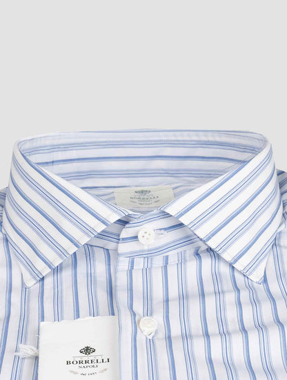 Luigi borrelli mėlyna balta medvilniniai marškiniai