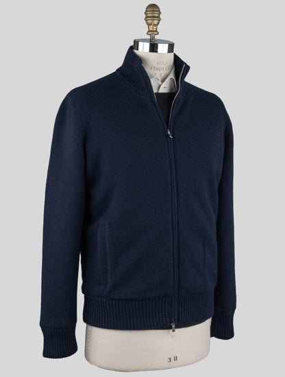 Gran Sasso mėlynas kašmyro dirbtinio kailio pl megztinis