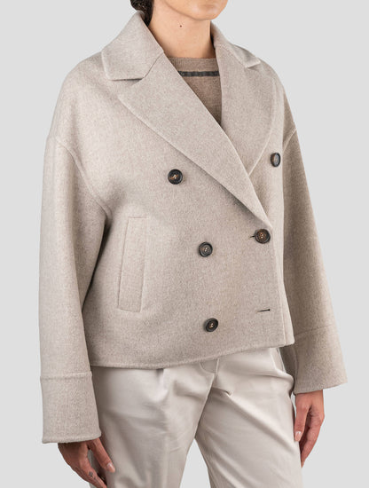 Brunello Cucinelli Gray Virgin Wool Cashmere Coat Woman