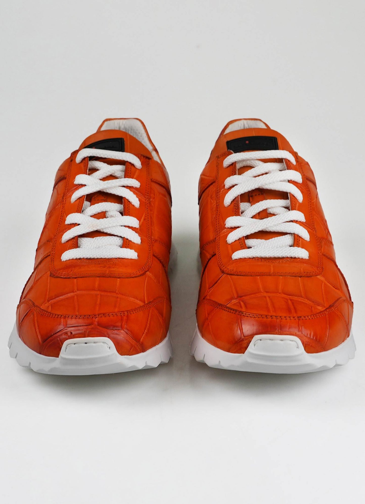 Kiton Orange Leather Crocodile Sneakers