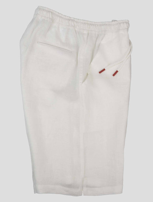 Kiton White Linen Short Pants