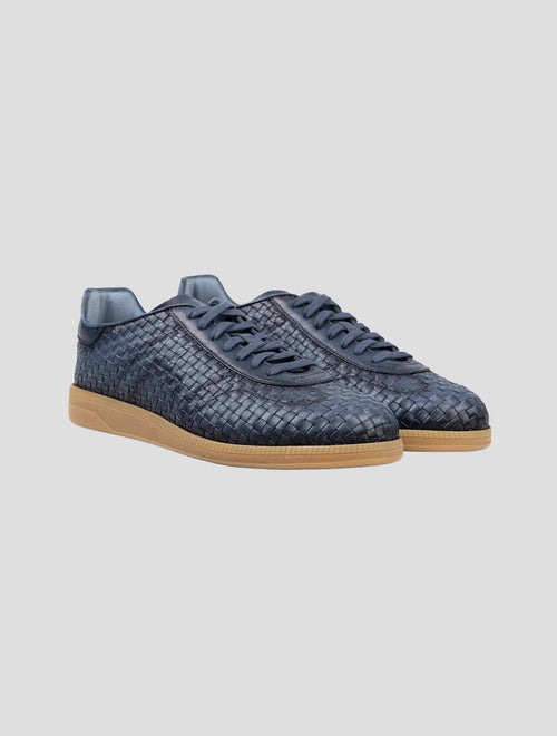 Santoni Blue Leather Sneakers