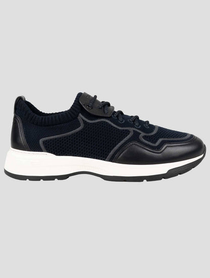 Zilli Blue Black Cotton Leather Sneakers