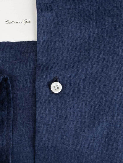 Luigi borrelli mėlynas lininis marškiniai
