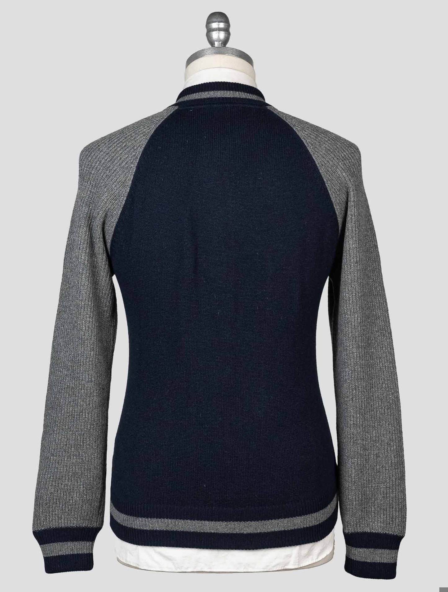 Gran Sasso Blue Gray Wool Cashmere Viscose Sweater Full Zip