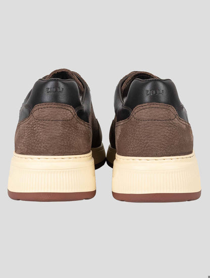 Zilli Brown Leather Suede Leather Sneakers