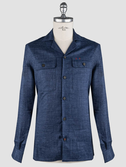 Camisa de lino de seda de lana azul de Isaia Ea