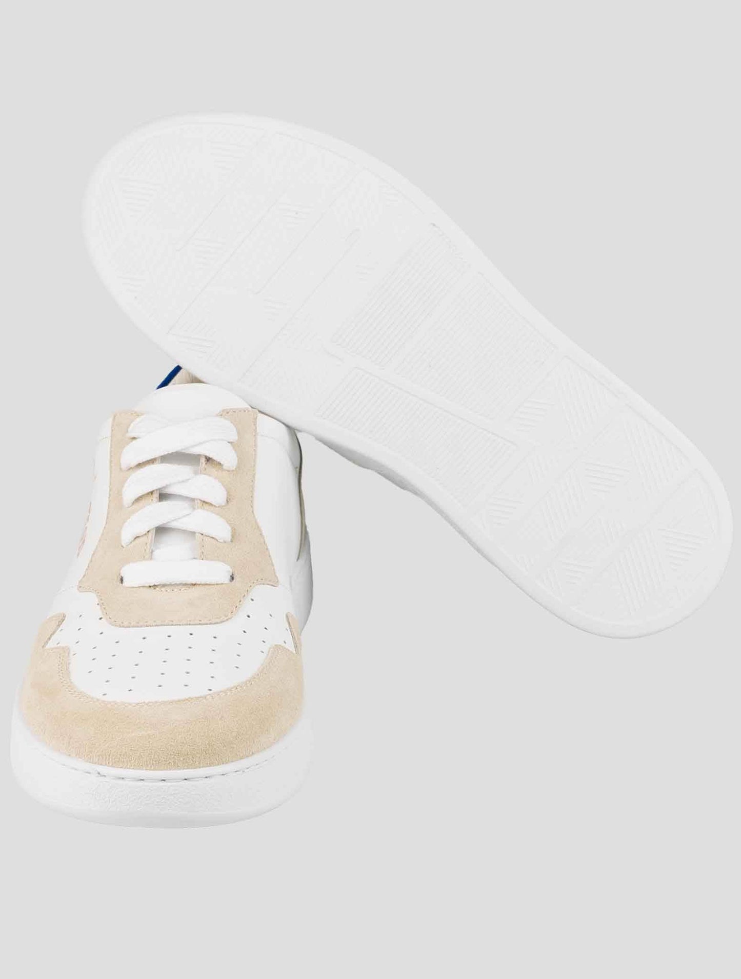 Kiton Белые бежевые кожаные замшевые кроссовки