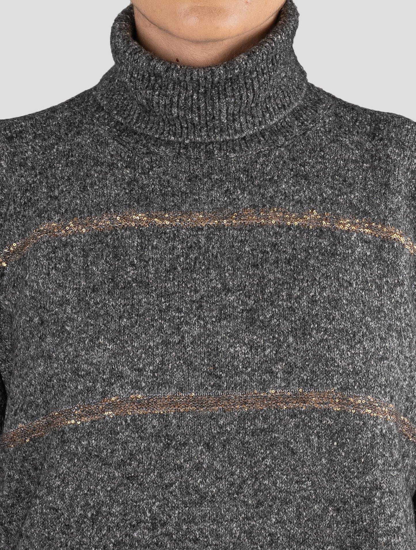 Brunello Cucinelli Gray Wool Mohair Sweater Turtleneck