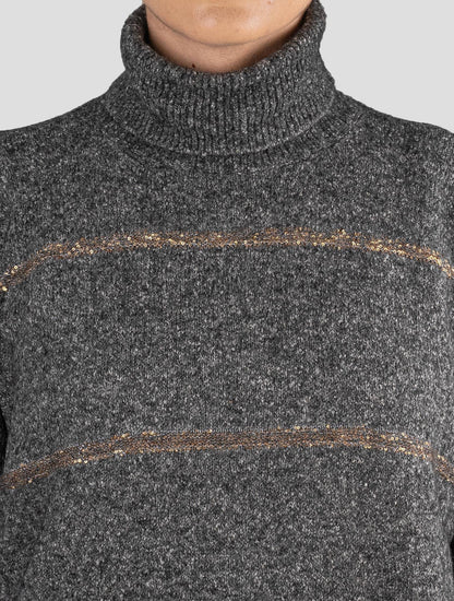 Brunello Cucinelli Gray Wool Mohair Sweater Turtleneck