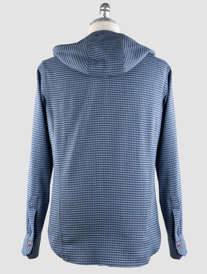 Kiton Camisa de algodón negra azul claro Mariano