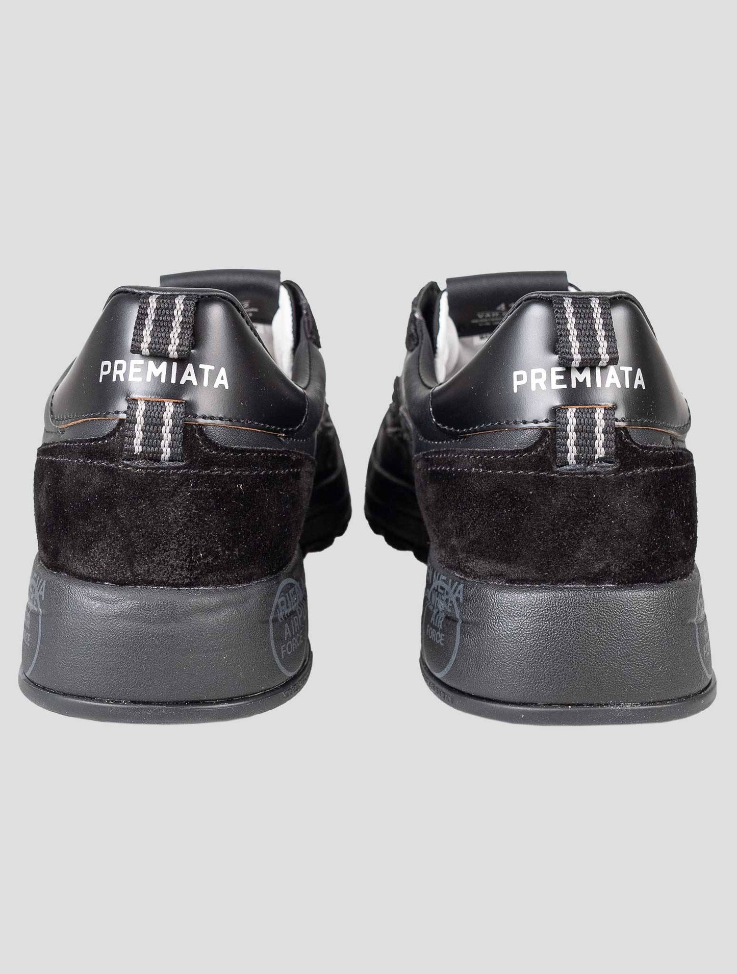 Premiata Black Leather Pu Pa Nylon Sneakers