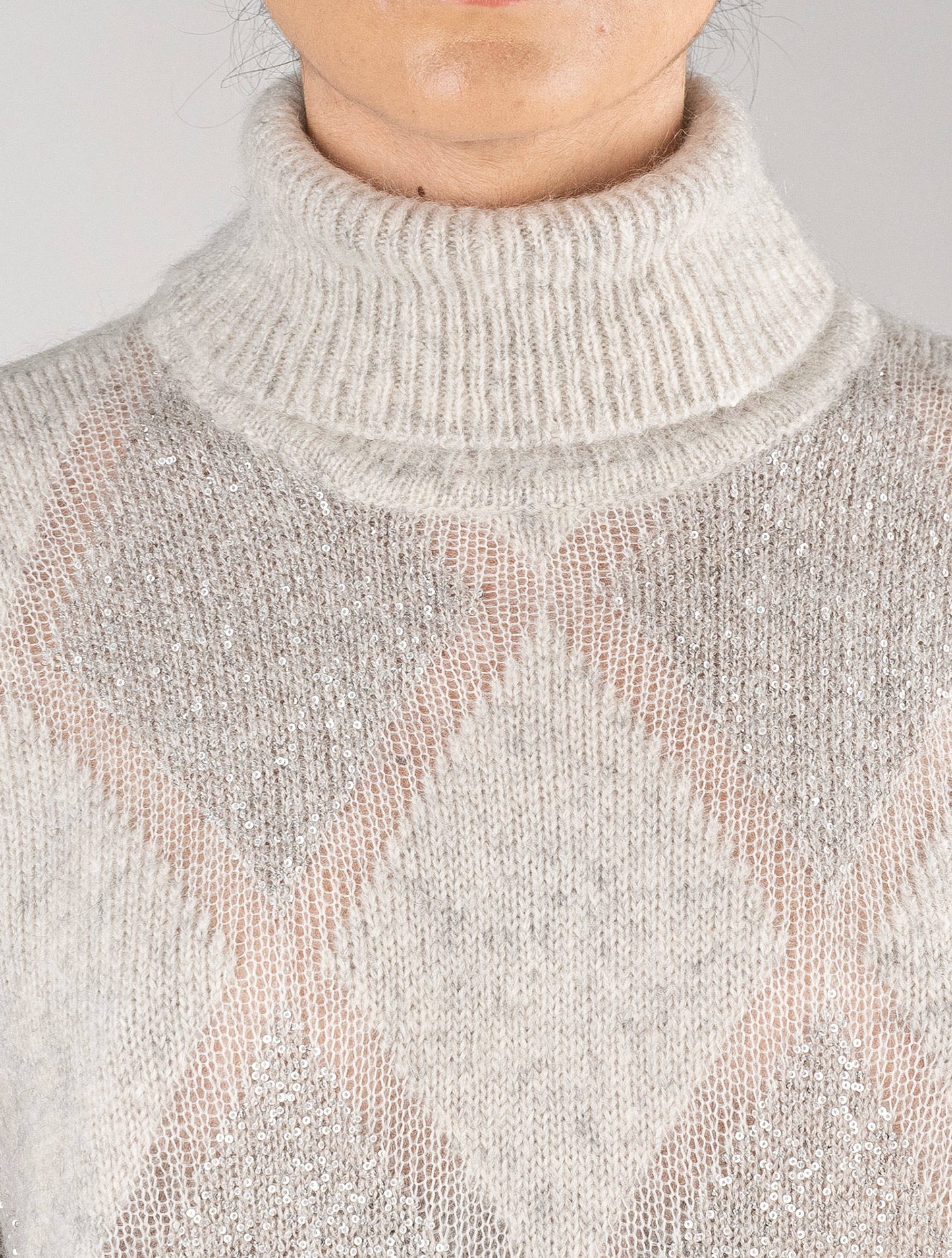 Brunello Cucinelli Gray Wool Mohair Sweater Turtleneck