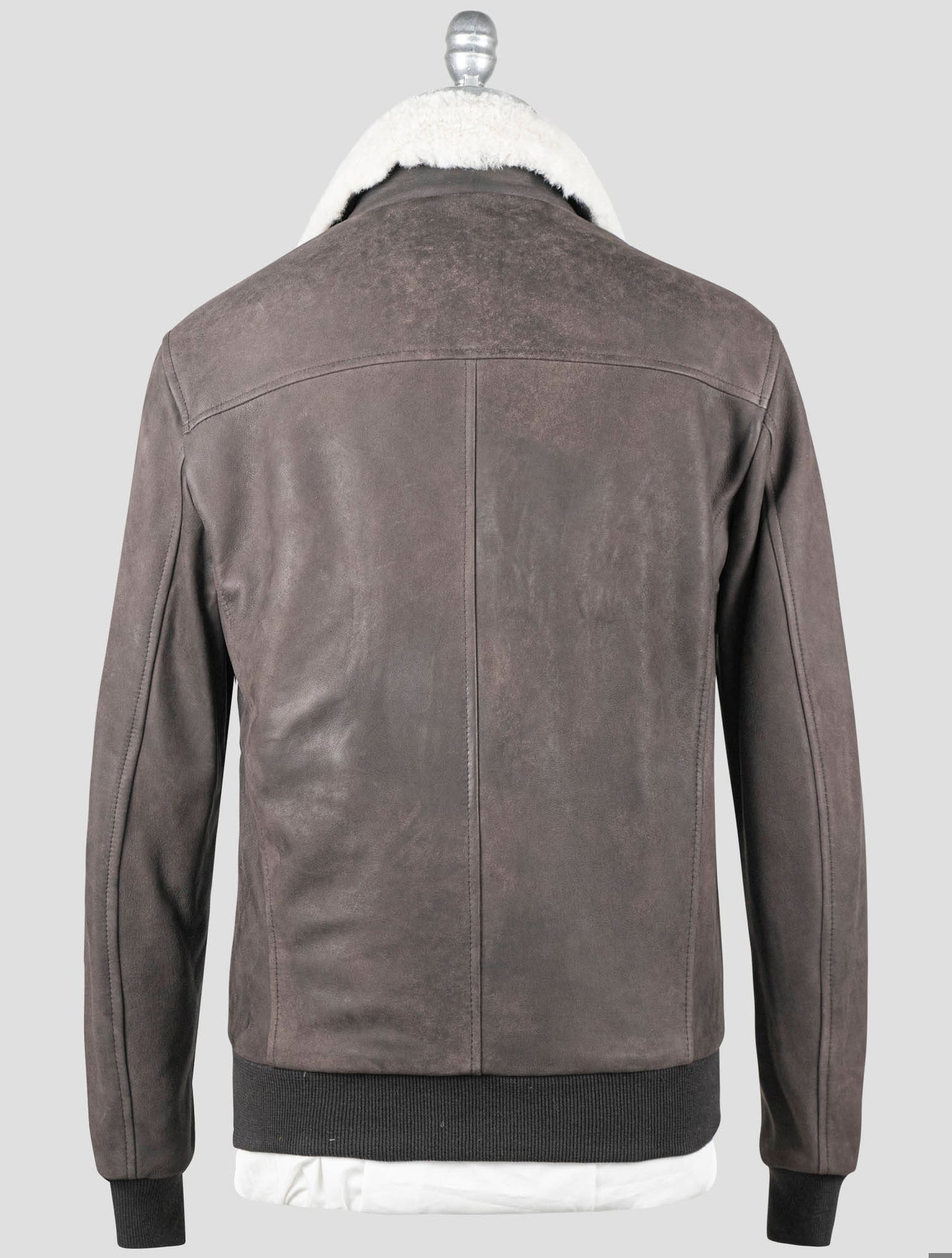 Manteau Barba Napoli en coton marron avec col en peau de mouton