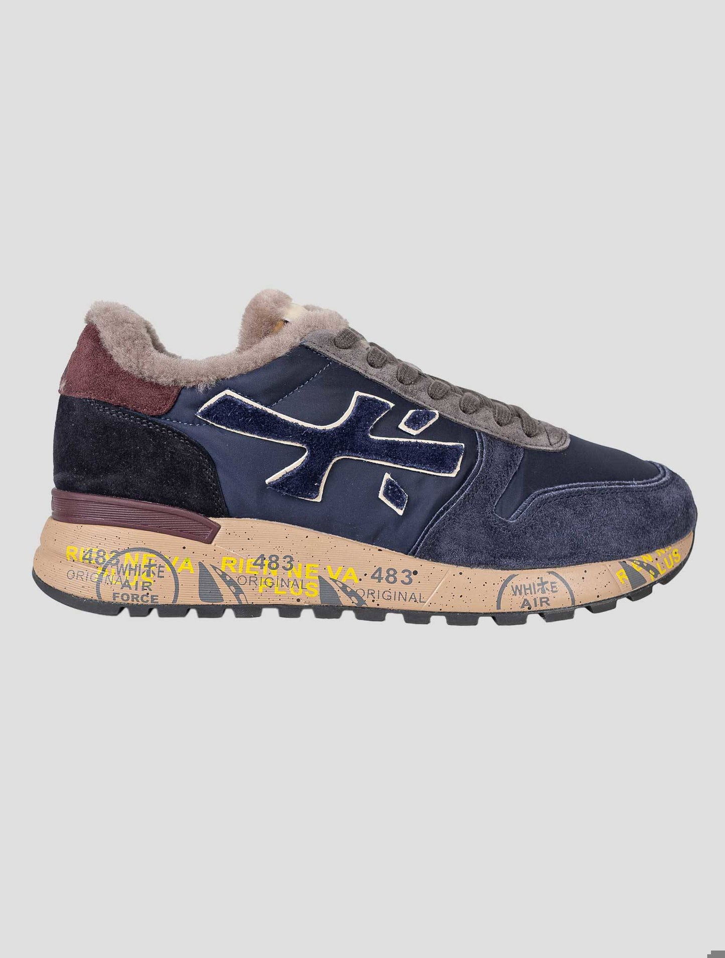 Premiata Blue Leather Suede Pa Nylon Pu Wool Sneakers