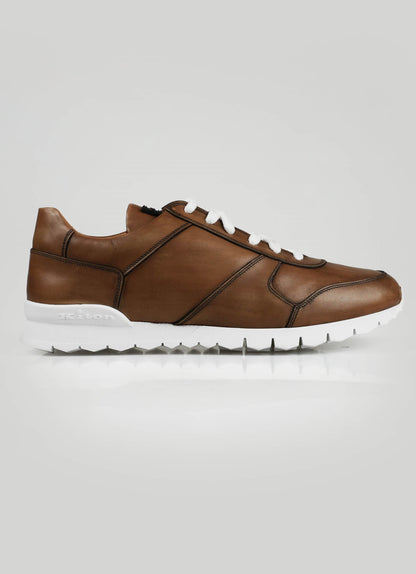 Kiton Brown Leather Fur Sheepskin Sneakers