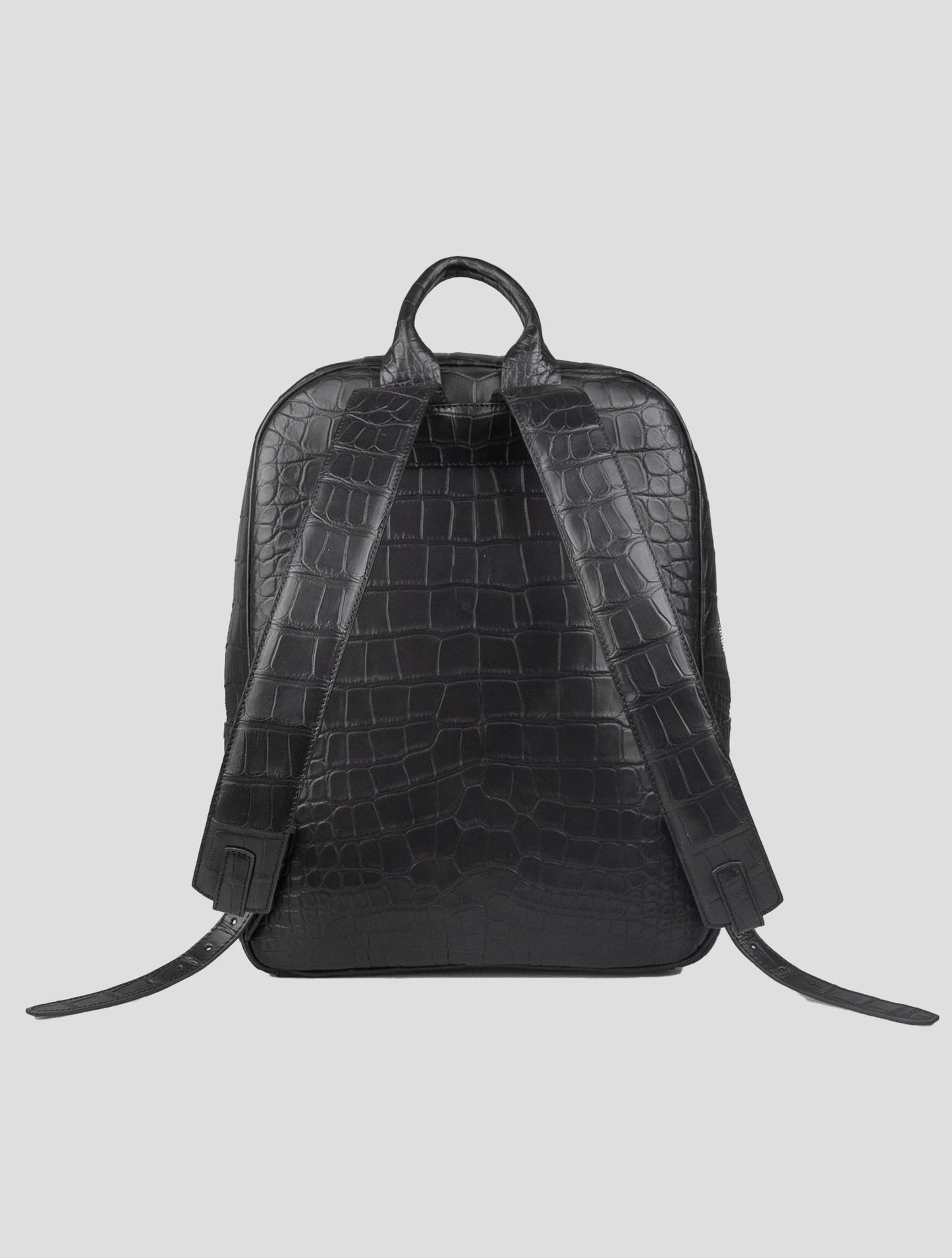 Kiton Black Leather Crocodile Backpack