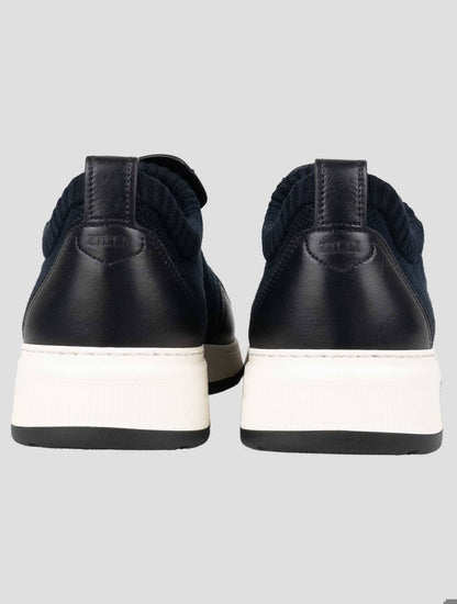 Zilli Blue Black Cotton Leather Sneakers