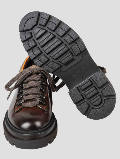 Santoni Brown Leather Sneakers