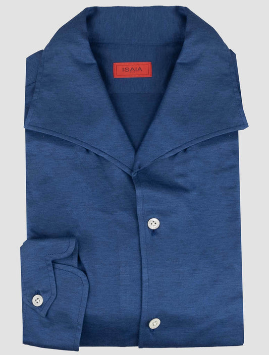 Camisa de algodón azul Isaia