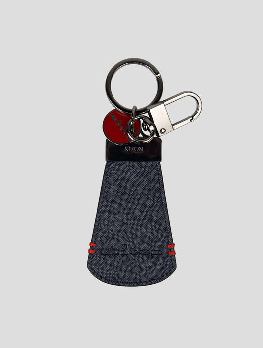 Kiton Dark Blue Leather Keychain