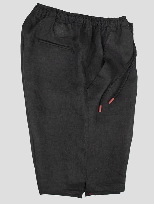 Kiton crne lanene kratke hlače
