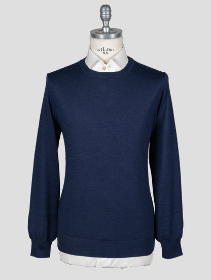 Brunello Cucinelli Blue Virgin Wool Cashmere Sweater Crewneck